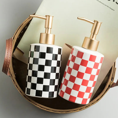 Fashionable Checkerboard Ceramic Soap Dispenser
