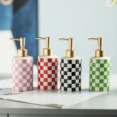 Fashionable Checkerboard Ceramic Soap Dispenser