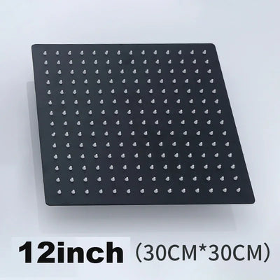 12x12 inch Black Rain Shower Head