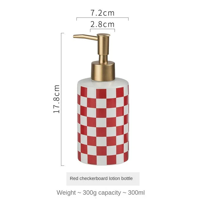 Fashionable Checkerboard Ceramic Soap Dispenser
