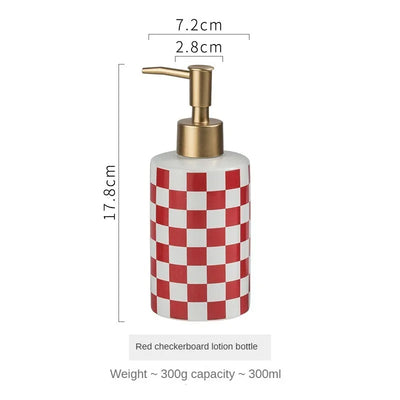 Fashionable Checkerboard Ceramic Soap Dispenser