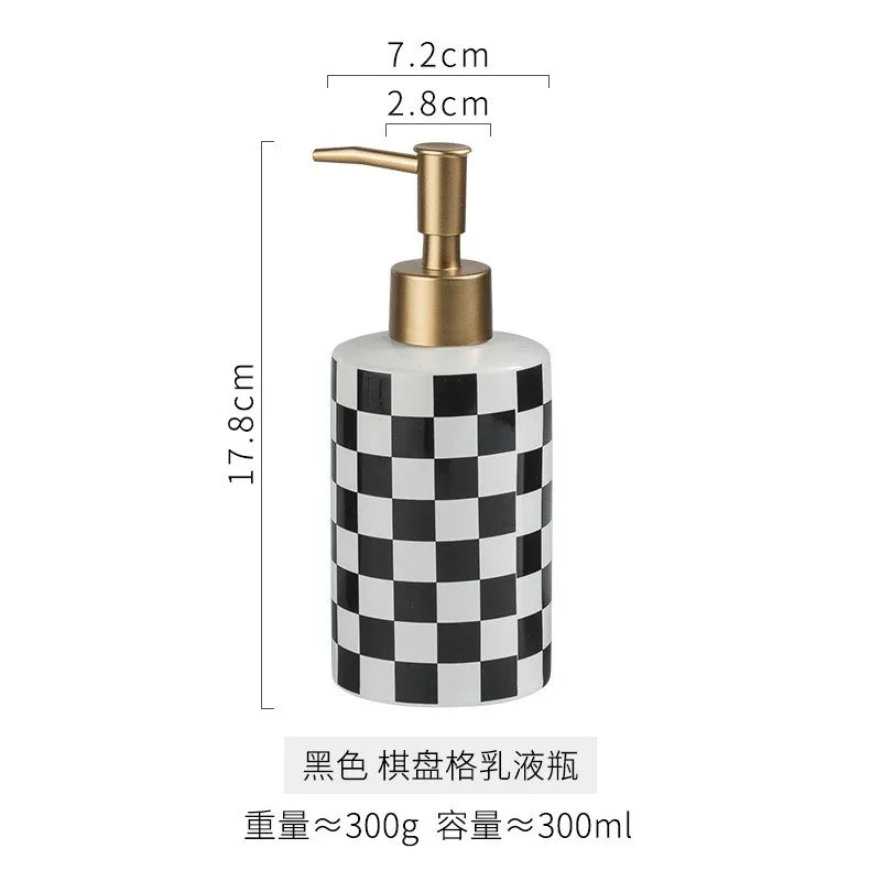 Fashionable Checkerboard Ceramic Soap Dispenser