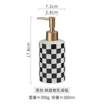Fashionable Checkerboard Ceramic Soap Dispenser