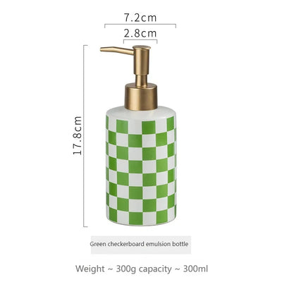 Fashionable Checkerboard Ceramic Soap Dispenser