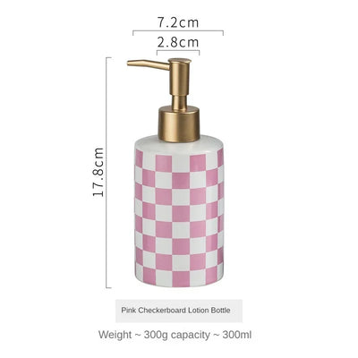 Fashionable Checkerboard Ceramic Soap Dispenser